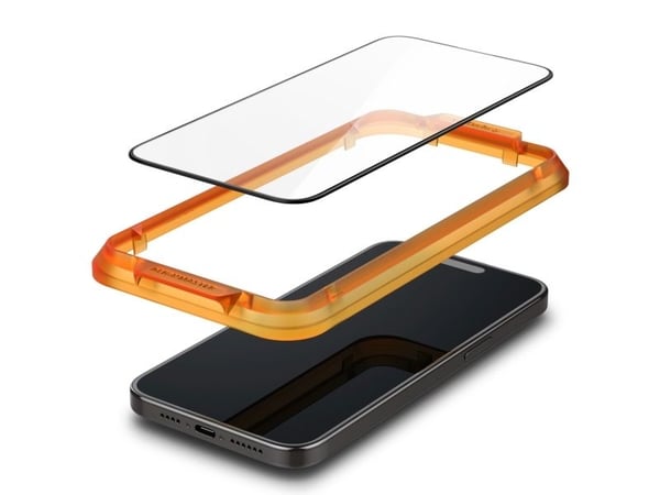 Spigen GLAS.tR AlignMaster - Skärmskydd för mobiltelefon - helt fodral - glas - ramfärg svart - för Apple iPhone 15 Plus
