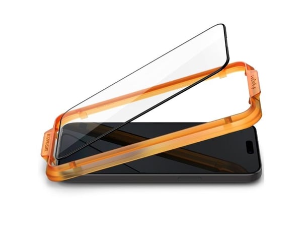 Spigen GLAS.tR AlignMaster - Skärmskydd för mobiltelefon - helt fodral - glas - ramfärg svart - för Apple iPhone 15 Plus