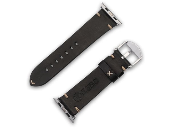 JT BERLIN 10826, Band, Smartklokke, Svart, Sølv, Apple, Watch Series 1-3 (42mm) & Series 4-6 (44mm), Series 8 (45mm), 49mm, Apple Watch Ultra, Ekte...