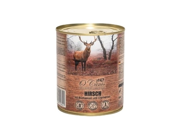 O-Canis hundmat på burk - våtfoder - rådjur med bovete - 800 g