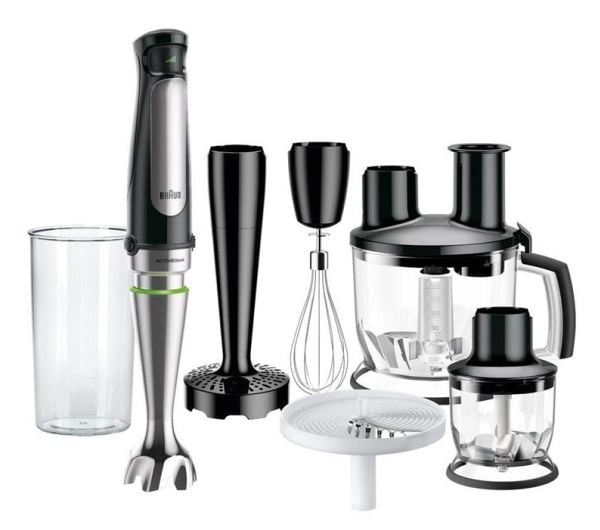 Braun MQ 7087X, Upotettava sekoitin, 1,2 L, Syke-toiminto, 1,2 m, 1000 W, Musta, Ruostumaton teräs