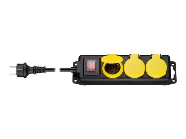 goobay - Pistorasia - AC 230 V - 3680 Watt - tulo: Tyyppi F - lähtöliittimet: 3 (3 x CEE 7/4) - 3 m johto - musta, keltainen