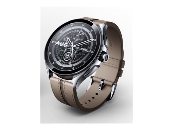 Xiaomi Watch 2 Pro - 46 mm - rostfritt stål i silver - smart klocka med rem - läder - brun - handledsstorlek: 135-205 mm - display 1.43" - 32 GB - ...
