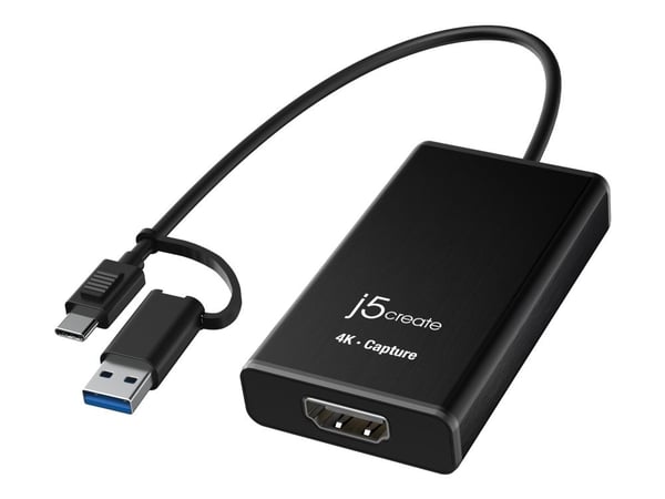 j5create JVA11 - Videofangstadapter - USB-C 3.2 Gen 1, USB 3.2 Gen 1 - svart