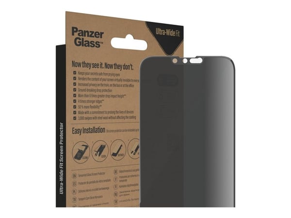PanzerGlass P2785, Apple, Apple - iPhone 14 Plus, Apple - iPhone 13 Pro Max, Asennus kuivana, Naarmuuntumisenkestävä, Iskunkestävä, Antibakteerinen...