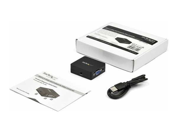 Startech 1080p VGA to RCA and S-Video Converter - USB Powered - Video adapter - VGA / S-Video / sammensatt video - HD-15 (VGA) hunn til 4-pins mini...
