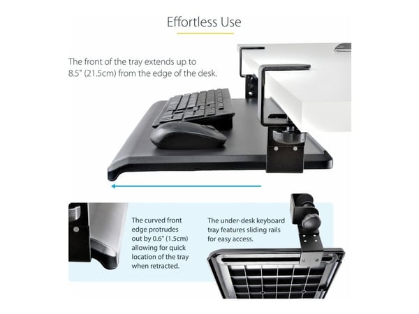 StarTech.com KEYBOARD-TRAY-CLAMP1, Musta, 12 kg, 32 mm, 700 x 310 mm, 830 mm, 340 mm
