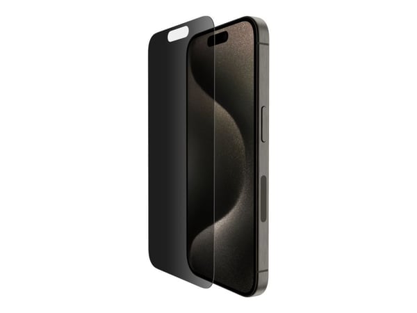 Belkin ScreenForce Pro - Skjermbeskyttelse for mobiltelefon - 2.5D - glass - med personvernsfilter - glass - for Apple iPhone 15 Pro