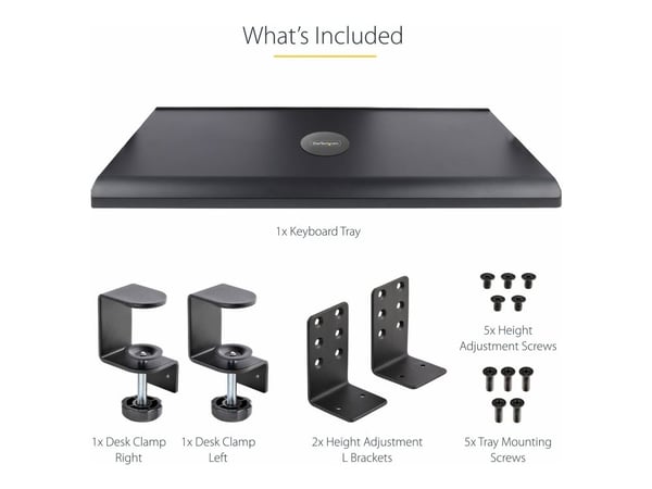 StarTech.com KEYBOARD-TRAY-CLAMP1, Musta, 12 kg, 32 mm, 700 x 310 mm, 830 mm, 340 mm