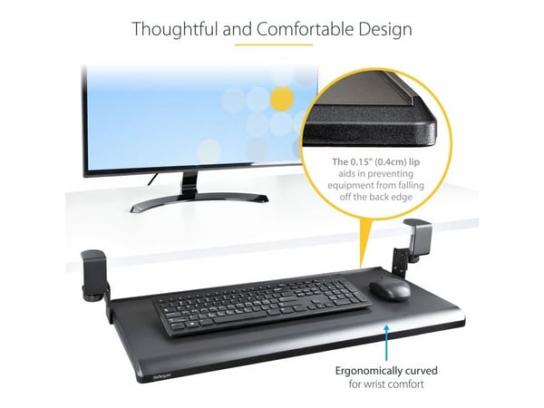 StarTech.com KEYBOARD-TRAY-CLAMP1, Musta, 12 kg, 32 mm, 700 x 310 mm, 830 mm, 340 mm