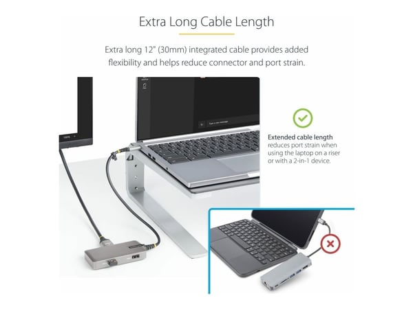 StarTech.com USB-C-moniporttisovitin, 4K 60Hz HDMI, HDR, 3-porttinen USB-keskitin, 100W Power Delivery Pass-Through, USB Type C Mini Docking Statio...