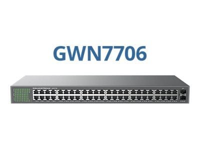 Grandstream GWN7706 - Kytkin - Hallitsematon - 48 x 10/100/1000 + 2 x Gigabit SFP - työpöytä, telineasennettava