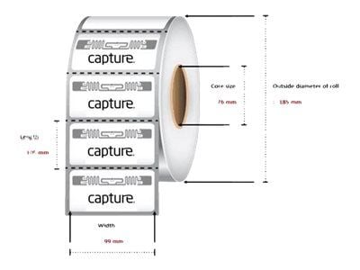 Capture - Permanent klebemiddel - hvit - 99 x 105 mm 1000 etikett(r) (1 rulle(r) x 1000) boks - RFID-etiketter