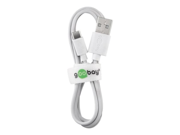 goobay - USB-kabel - USB (hann) til USB-C (hann) - USB 2.0 - 5 V - 3 A - 3 m - rund - hvit