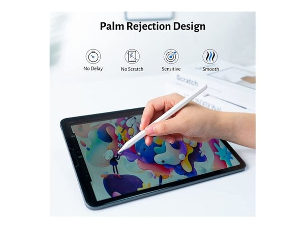 eSTUFF - Aktiv penna - kapacitiv - Bluetooth - vit - för Apple 10.2-inch iPad; 10.5-inch iPad Air; 10.9-inch iPad; 10.9-inch iPad Air; iPad mini 5