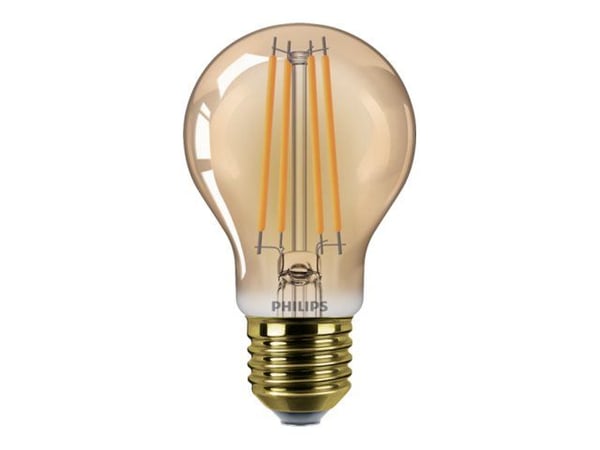 Philips Vintage - LED-filamentlyspære - form: A60 - E27 - 7 W (ekvivalent 40 W) - flammelys - 1800 K - ravgul