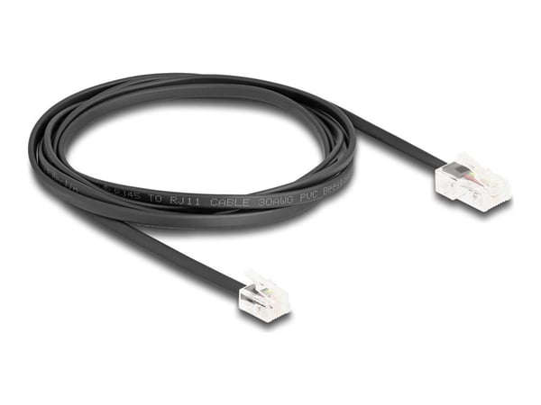 Delock - Telefonkabel - RJ-45 (hann) til RJ-11 (hann) - 2 m - flat - svart