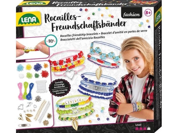 Lena 42721, Smykkesett til å lage armbånd for barn, 8 år, Flerfarget