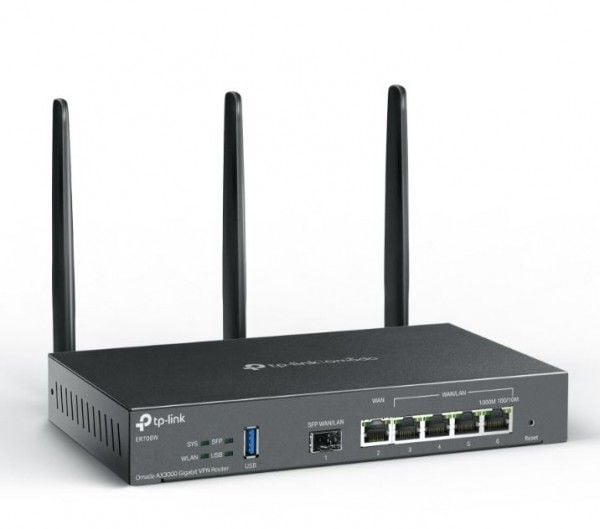 TP-Link Omada ER706W, Dobbelbånd (2.4 GHz / 5 GHz), Ethernet/bredbåndsforbindelse, Svart, Skrivebord/stolperuter
