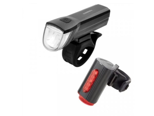 FISCHER batteri-USB-LED-belysningssett TWIN, 30 Lux levetid opptil 50.000 timer, StVZO-godkjent - 1 stk (50363)