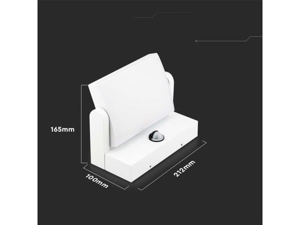 V-tac 17W LED vegglampe for utendørs, hvit, 4000K, IP65, med bevegelsessensor