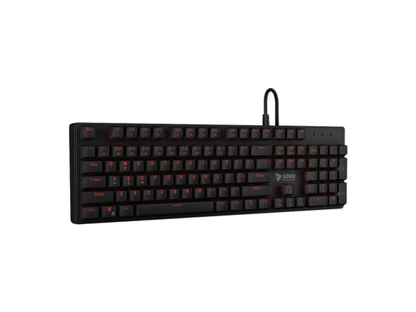 SAVIO Tempest RX FULL - Näppäimistö - bagbelyst - USB - Key contact: Outemu Red