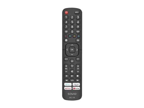 Savio RC-14 Universal remote control/replacement for HISENSE SMART TV, TV, TV-tuner, IR Kabelfri, Trykknapper, Sort