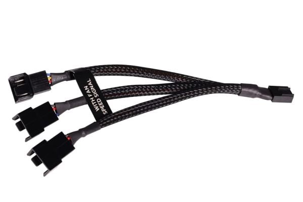 Alphacool Y-jakaja 4-nastainen 3x 4-nastaiseen PWM 15cm - musta