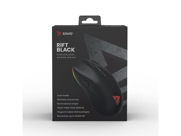 Savio RIFT BLACK pelaamista-mus RGB Dual Mode (kaksoistila)