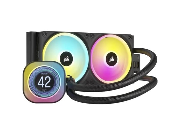 Corsair iCUE Link LCD H100i RGB - Prosessorin nestejäähdytysjärjestelmä - Jäähdyttimen koko: 240 mm - (seuraaville: LGA1156, LGA1155, LGA1150, LGA1...