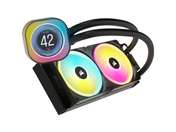 Corsair iCUE Link LCD H100i RGB - Prosessorin nestejäähdytysjärjestelmä - Jäähdyttimen koko: 240 mm - (seuraaville: LGA1156, LGA1155, LGA1150, LGA1...