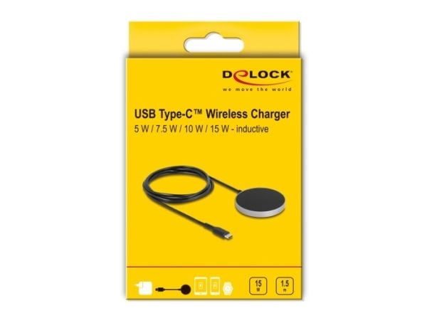 Delock - Trådløs ladepute - 15 watt - 1.25 A - svart/grå