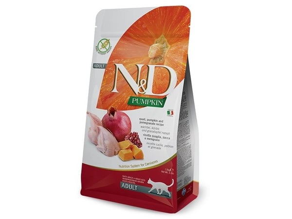 Farmina N&D CAT Pumpkin Quail & Pomegranate – voksne katter (vaktel, gresskar og granateple) 1,5 kg