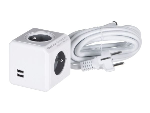 Allocacoc PowerCube Extended USB E(FR), 3m, 3 m, 4 AC-utgångar, Typ E, CE, KEMA, RoHS, 16 A, 230 V