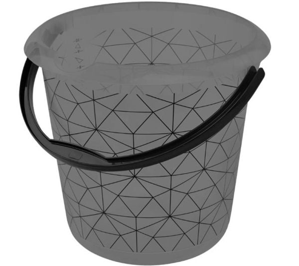 keeeper Deco-Putzeimer ilvie "polygon" rund 10 liter crystal-grey-transparent