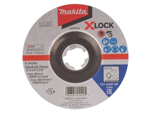Makita - Slipeskive - for metall - 125 mm - grovkorn: A36P-BF - for Makita GA041GM201; XGT GA041GZ