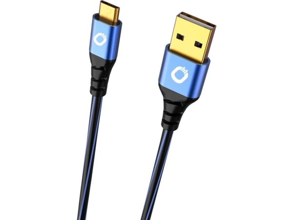 OEHLBACH USB Plus Micro, 0,5 m, USB A, Micro-USB B, USB 2.0, 0,48 Gbit/s, musta, sininen