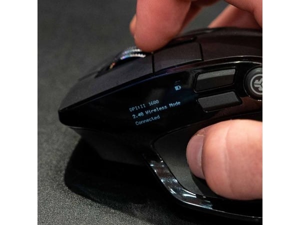 JLab Epic, Høyre hendt, Optisk, Bluetooth + USB Type-A, 2400 DPI, Svart