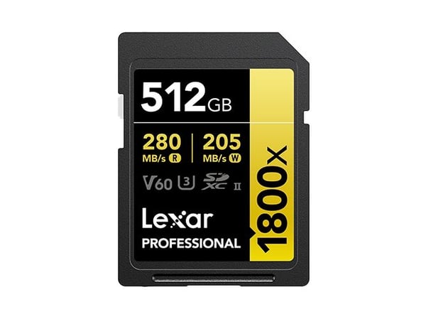 Lexar Professional GOLD Series - Flashminnekort - 512 GB - Video Class V60 / UHS-II U3 / Class10 - 1800x - SDXC UHS-II