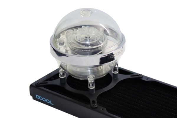 Alphacool 13795, Vannblokk, Acetal, Messing, Gjennomsiktig, 4-pin, 1/4", 60 °C