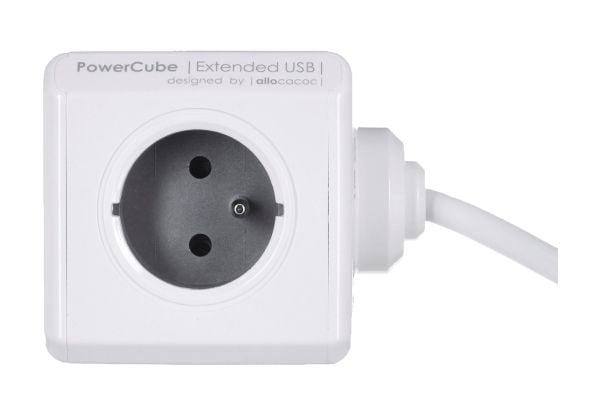 Allocacoc PowerCube Extended USB E(FR), 3m, 3 m, 4 AC-utgångar, Typ E, CE, KEMA, RoHS, 16 A, 230 V