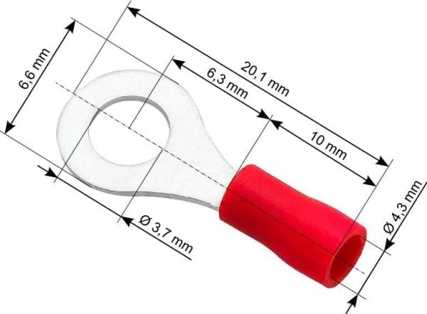 Puhallus 43-011# Eristetty silmäliitin ruuvi3.7 kaapeli4.3mm