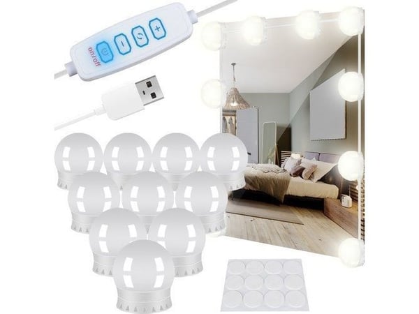 Izoxis LED-lys til speil/toalettbord 10 stk Izoxis LED-lys til speil/toalettbord 10 stk