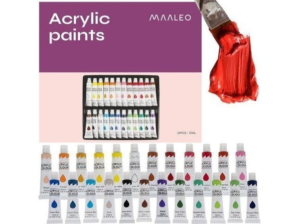 Maaleo Akryylimaalit 24kpl - 12ml. Maaleo 20363 Maaleo Akryylimaalit 24kpl - 12ml. Maaleo 20363