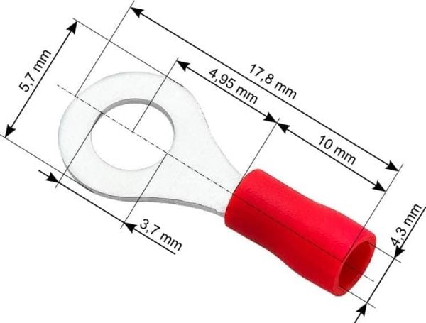 Kabelsko/ögonkontakt 43-010 isolerad skruv 3,7 kabel 4,3 mm