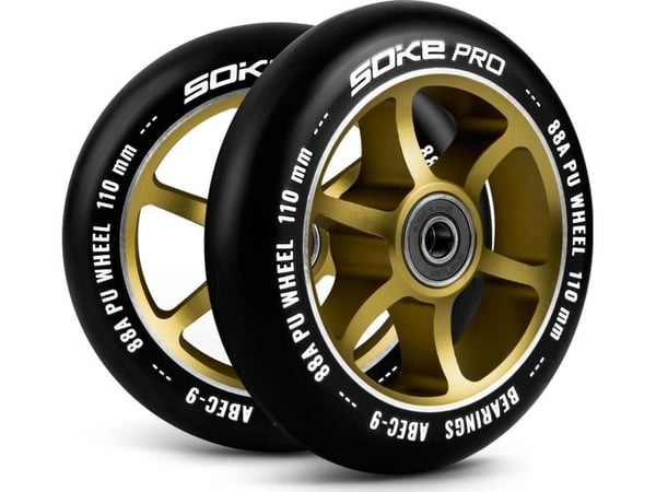 Soke skootterin pyörät 110 mm kultaiset 2 kpl.