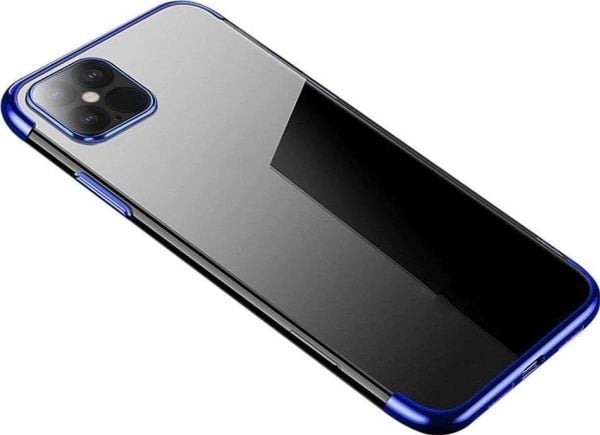 Gjennomsiktig fargeetui Gel TPU elektrofineringsramme til iPhone 13 mini blå