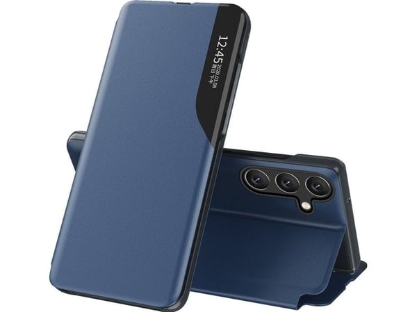 Eco Leather visningsetui/flipcover for Samsung Galaxy A24 4G med stativ blå