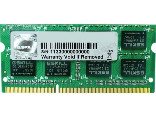 G.Skill SQ Series - DDR3 - modul - 4 GB - SO DIMM 204-pin - 1066 MHz / PC3-8500 - CL7 - 1.5 V - ikke-bufret - ikke-ECC