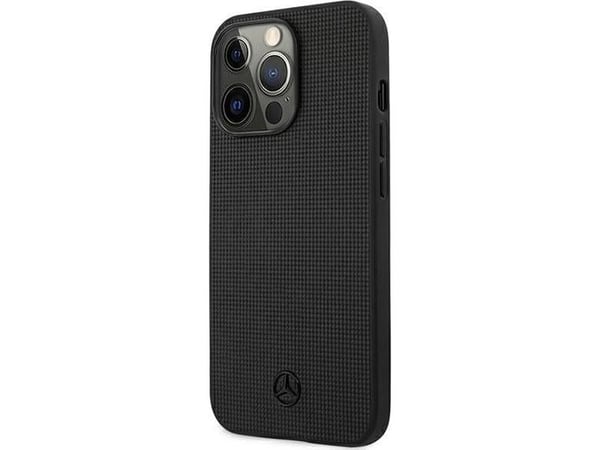 Mercedes MEHCP13LMBLBK iPhone 13 Pro / 13 6,1" czarny/black hardcase Leather Meshed Metal Logo